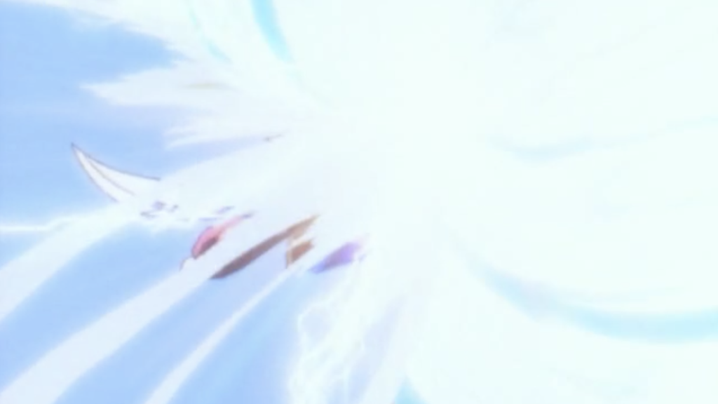 Inuyasha attacks a demon energy blast with his face