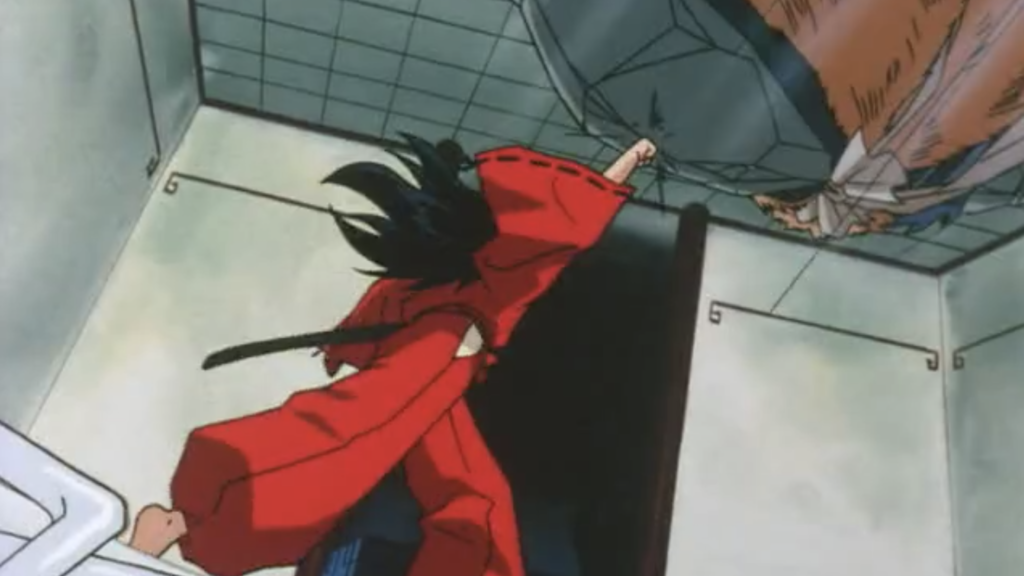 Human Inuyasha punches a stone Tokejin