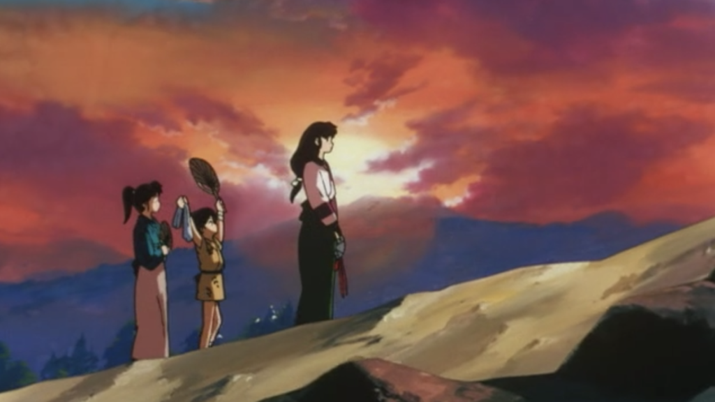 Sango and the ninja sisters at sunset