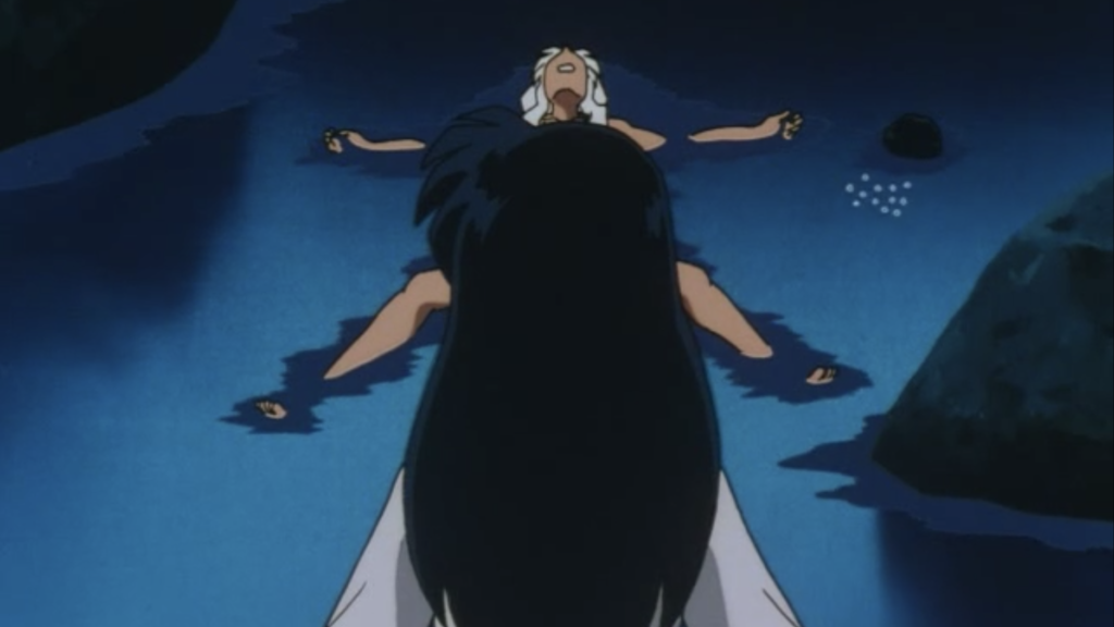 Inuyasha got light-headed in the hot spring